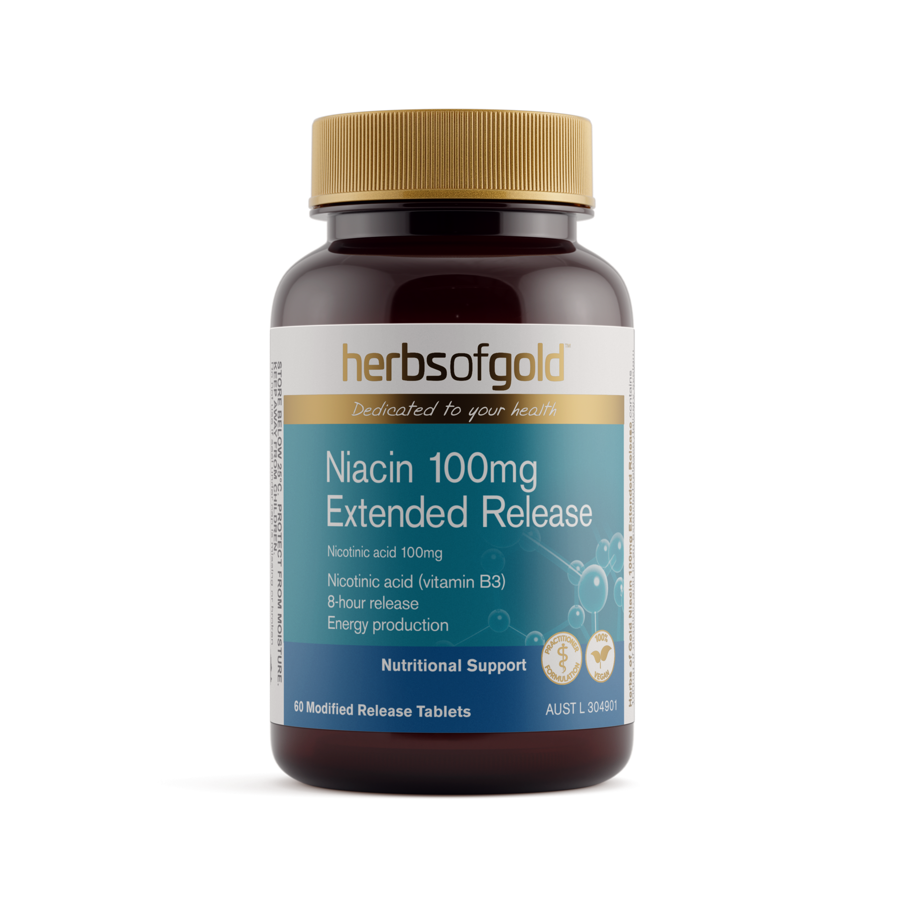 Herbs of Gold Niacin 100mg Extended Release 60 tablets