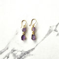 Amethyst 2 Drop Gold Plated Earrings