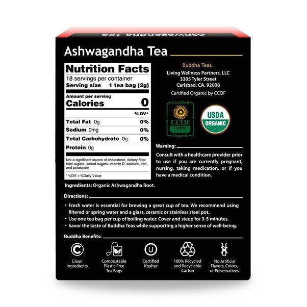 Buddha Organic Herbal Ashwagandha Tea 18tb