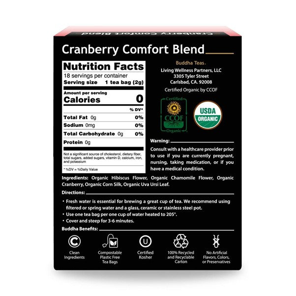 Buddha Organic Herbal Cranberry Comfort Tea 18tb