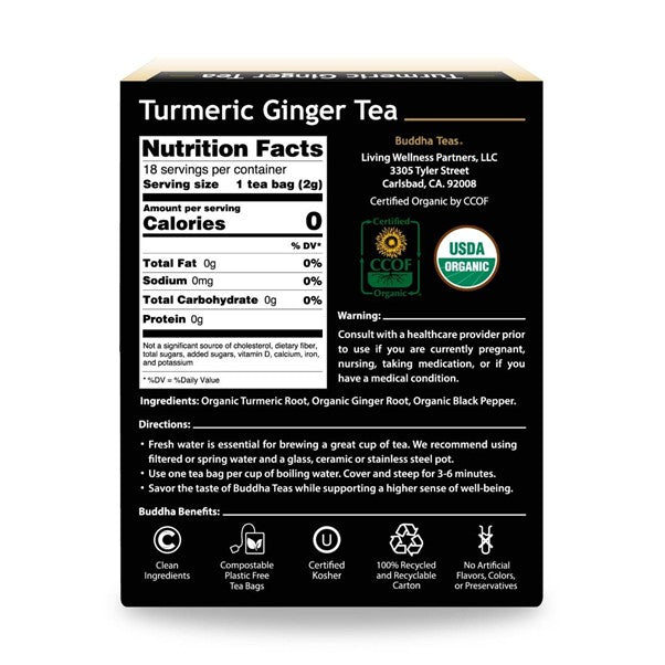 Buddha Organic Herbal Turmeric & Ginger Tea 18tb