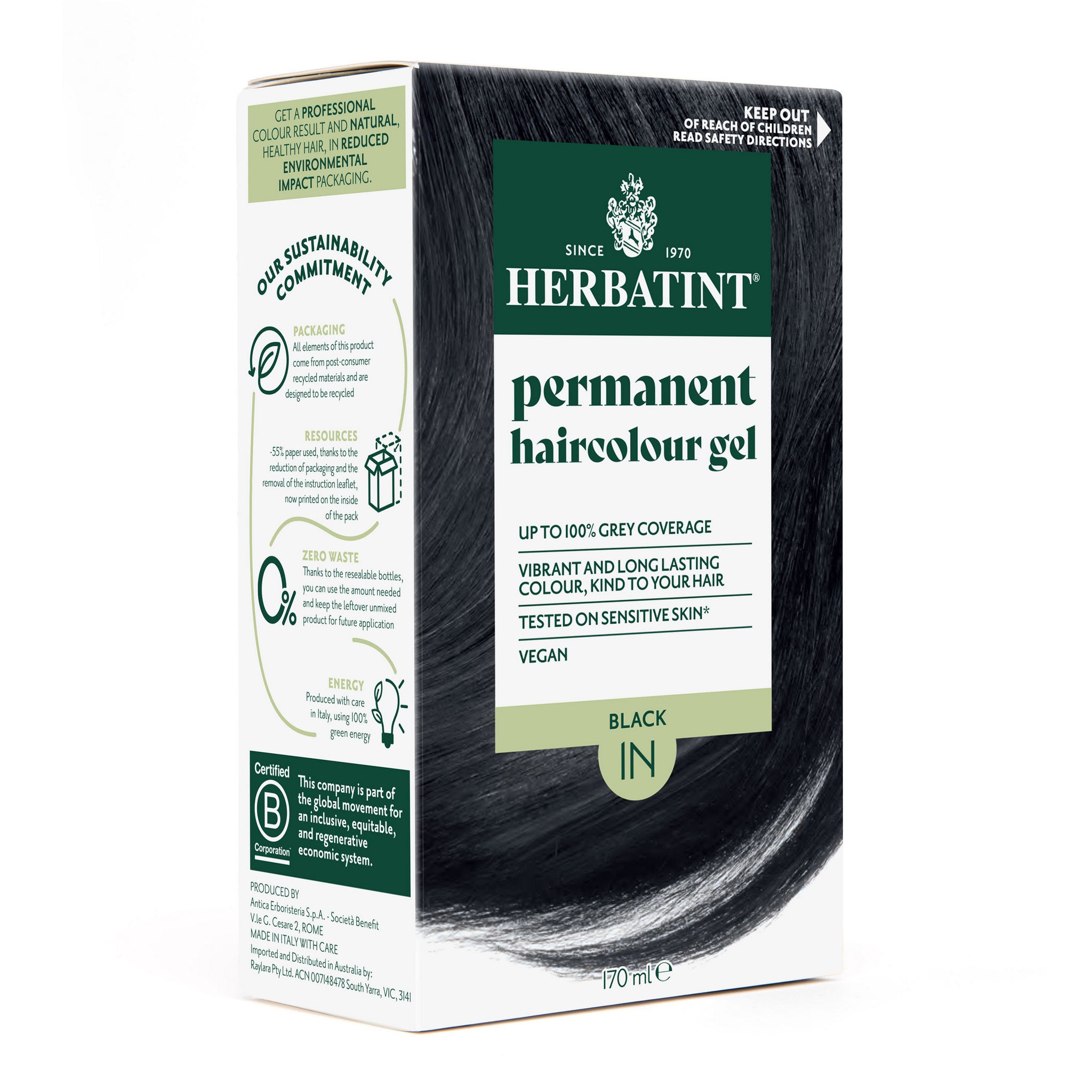 Herbatint 1N Black hair colour box  angled view