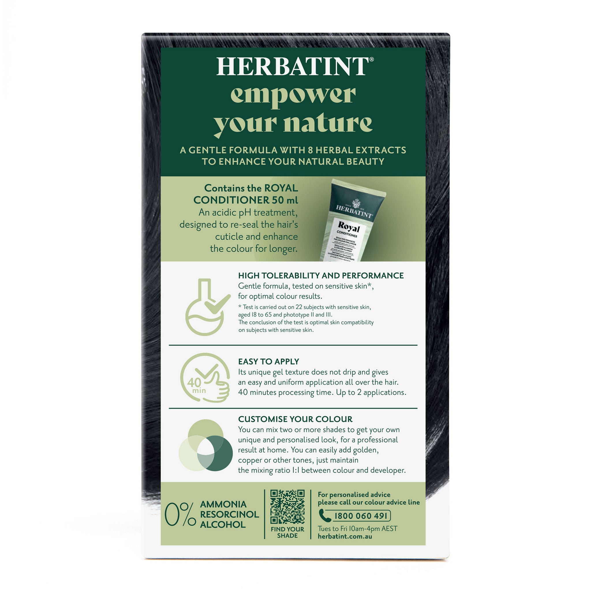 Herbatint 1N Black ingredients and instructions back label