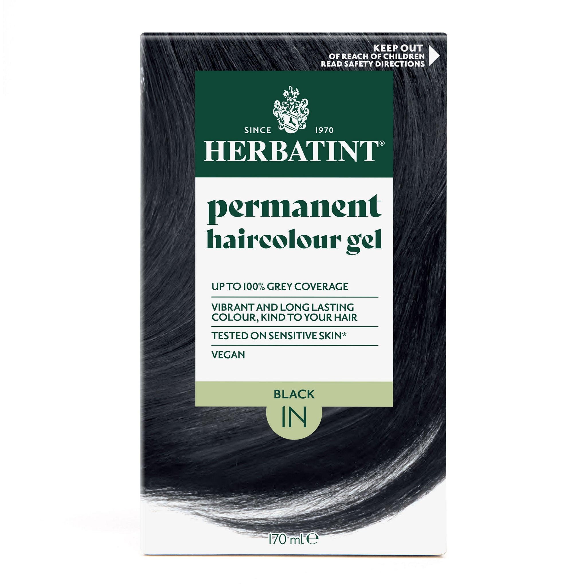 Herbatint 1N Black Natural Permanent Hair Colour 170ml front view