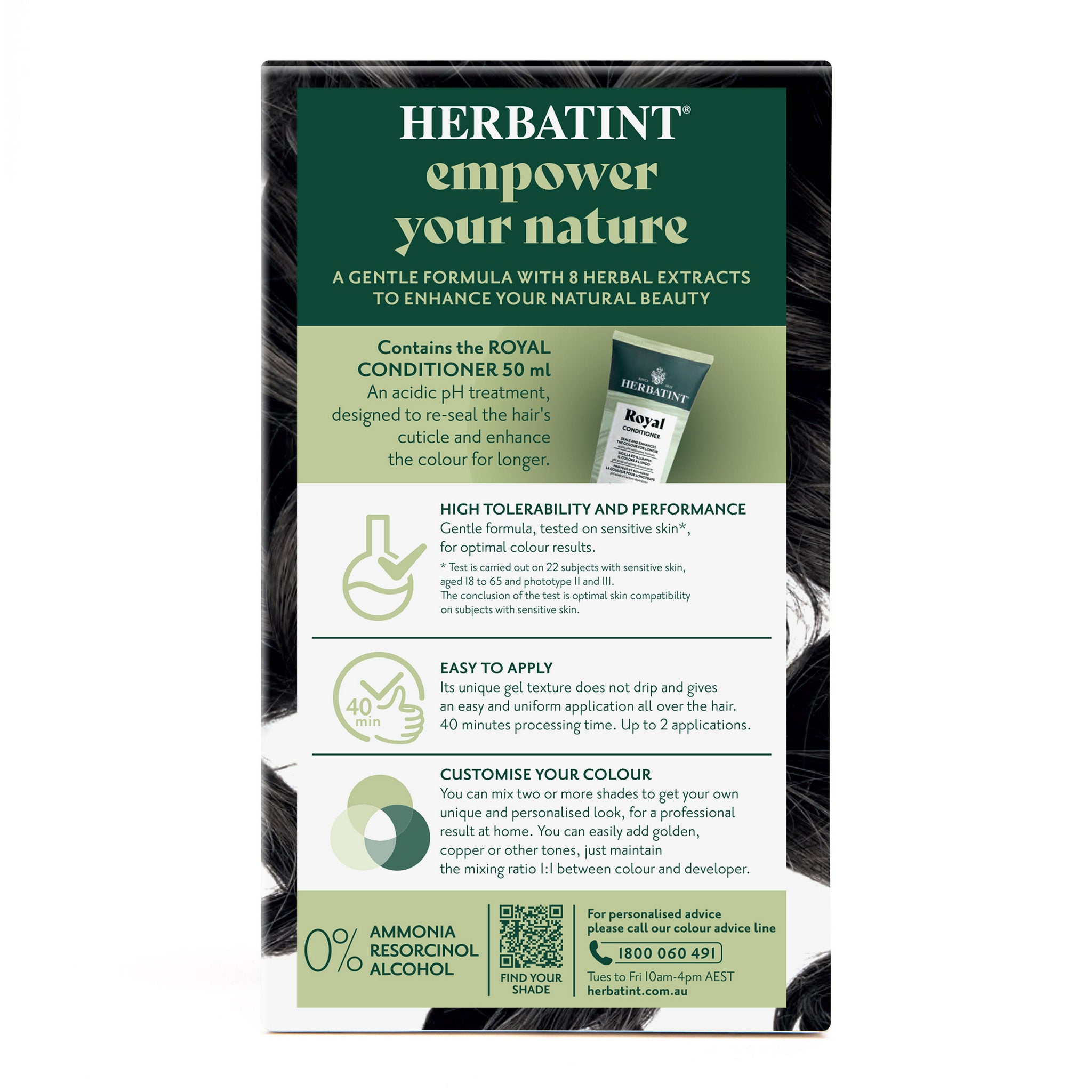 Herbatint 2N Brown ingredients and instructions back label