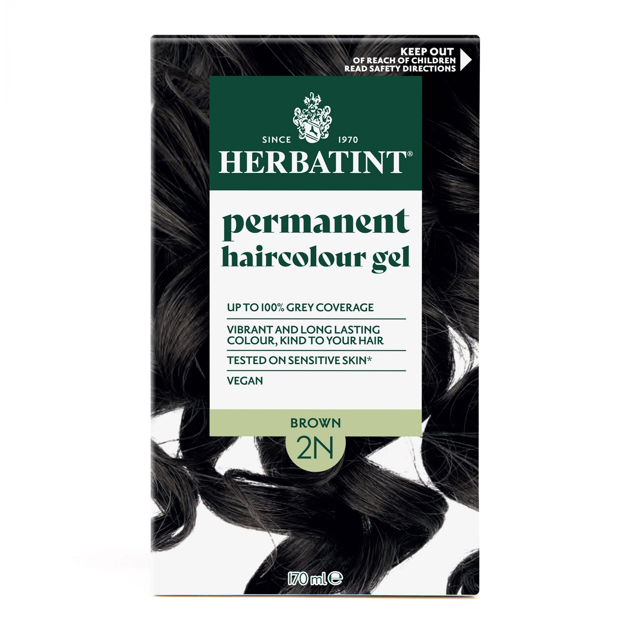 Herbatint 2N Brown Natural Permanent Hair Colour 170ml front view