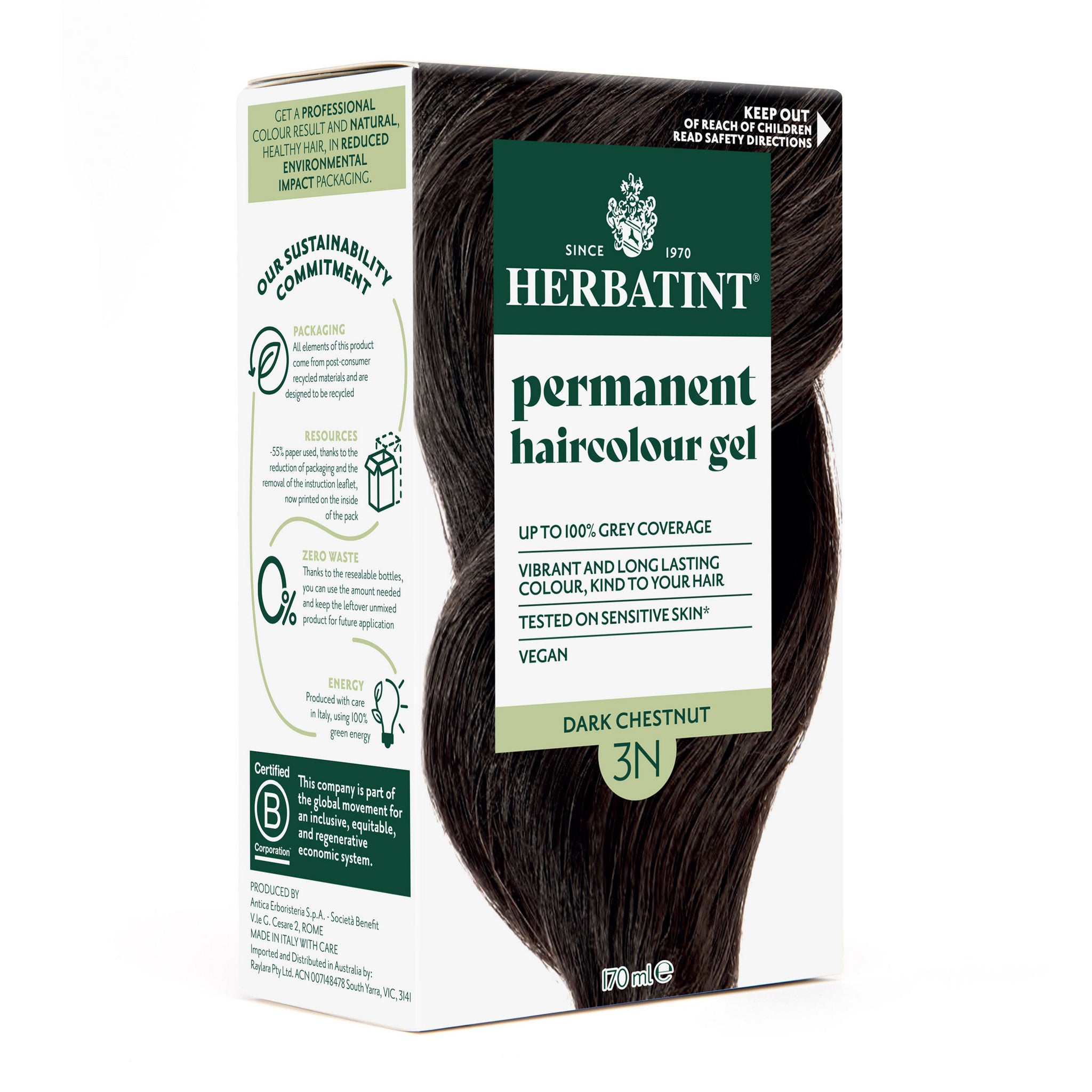 Herbatint 3N Dark Chestnut ingredients and instructions back label