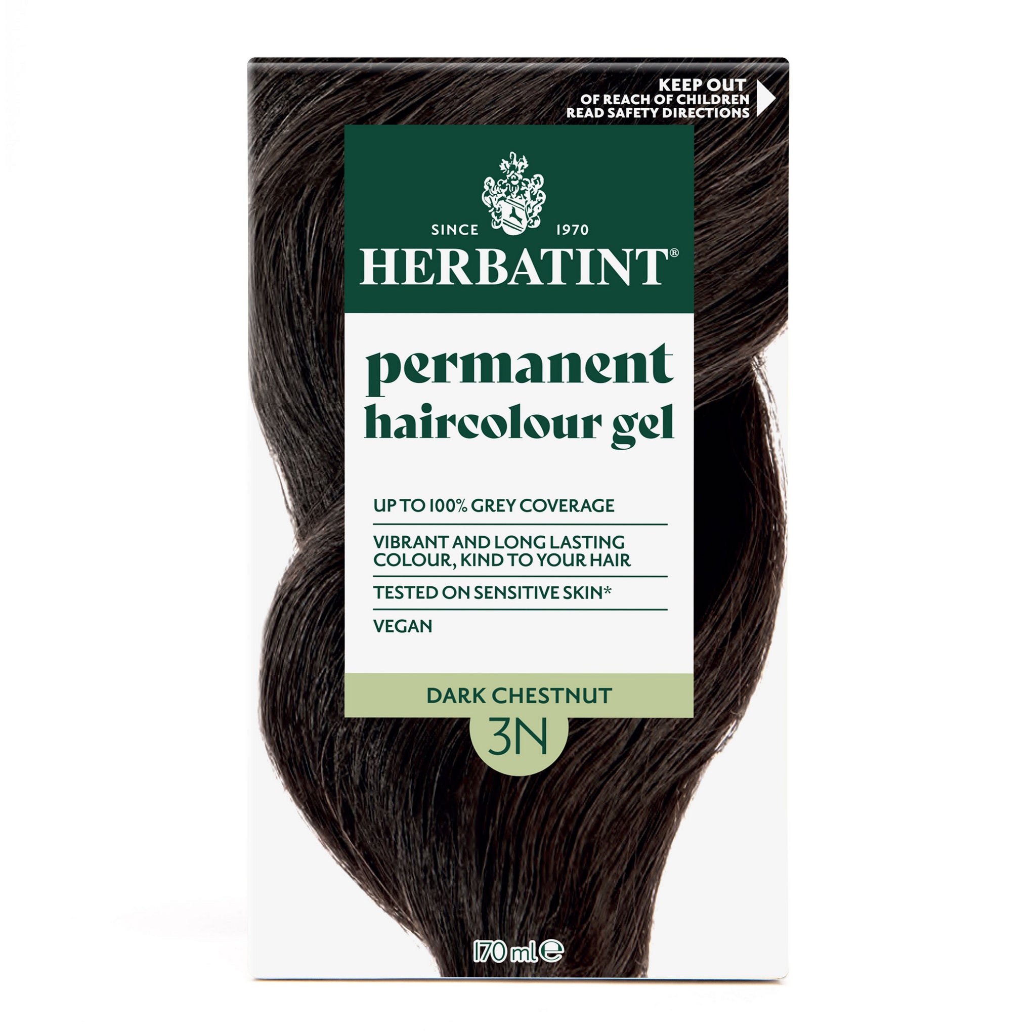 Herbatint 3N Dark Chestnut Natural Permanent Hair Colour 170ml front view