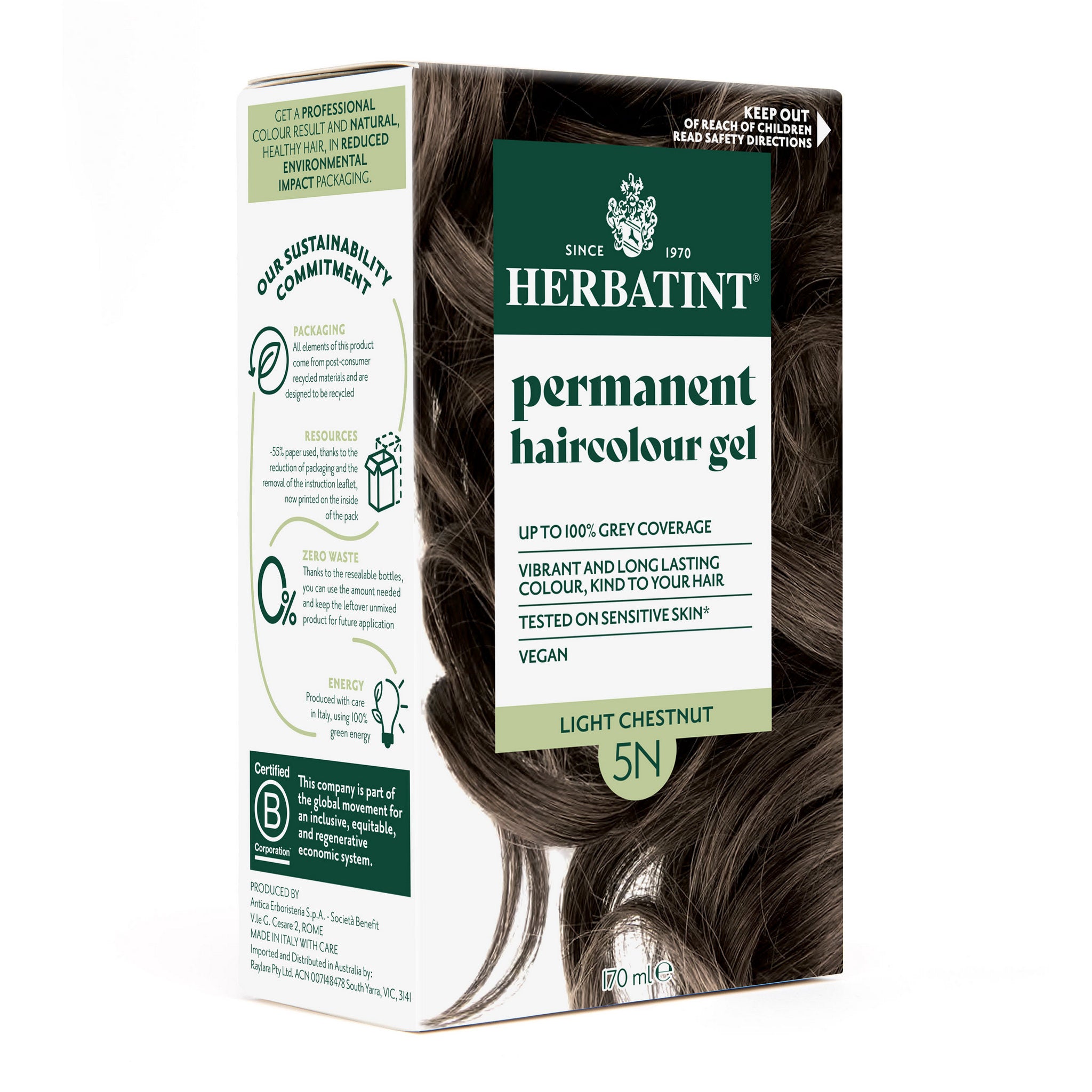 Herbatint 5N Light Chestnut hair colour box angled view
