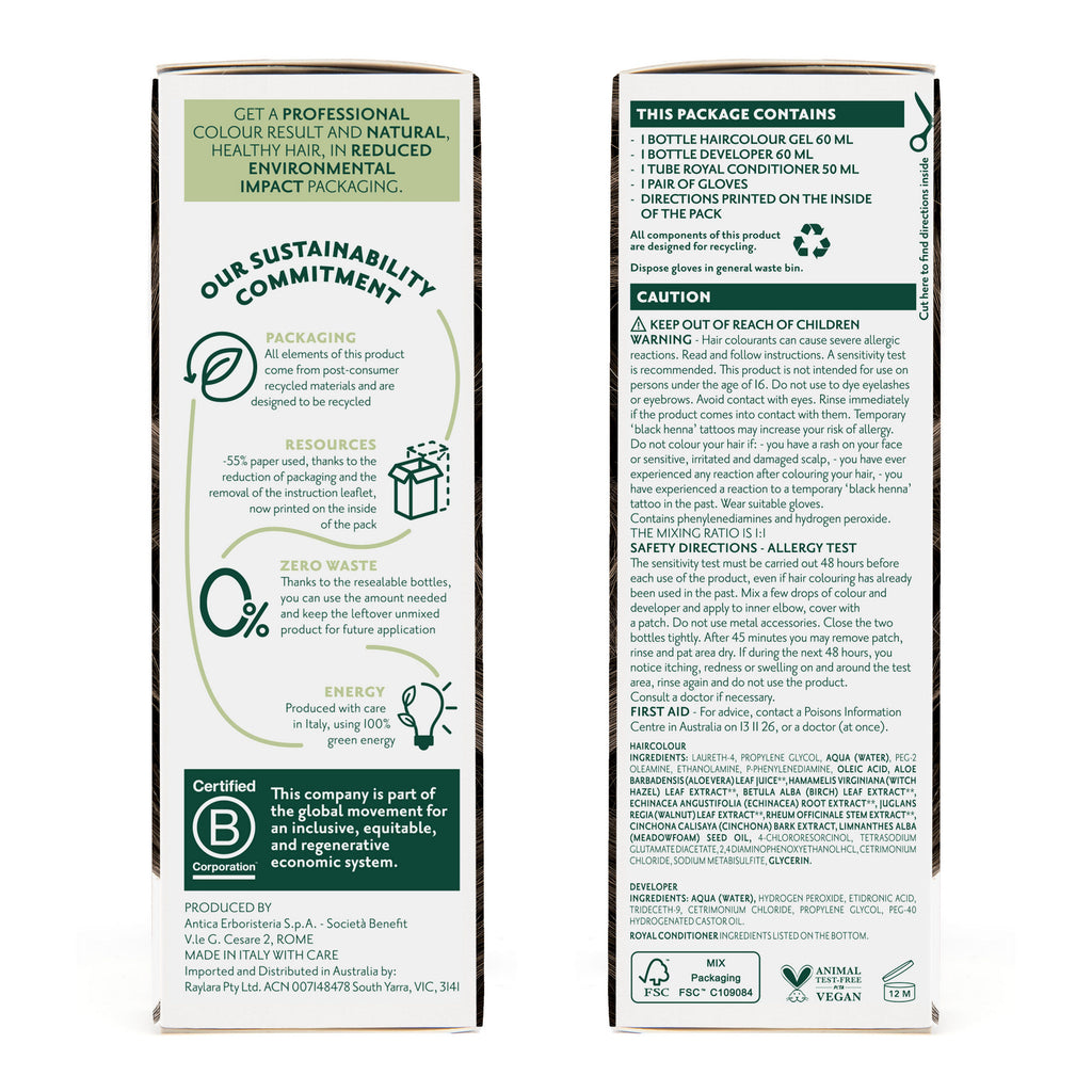 Herbatint 5N Light Chestnut product packaging side panels