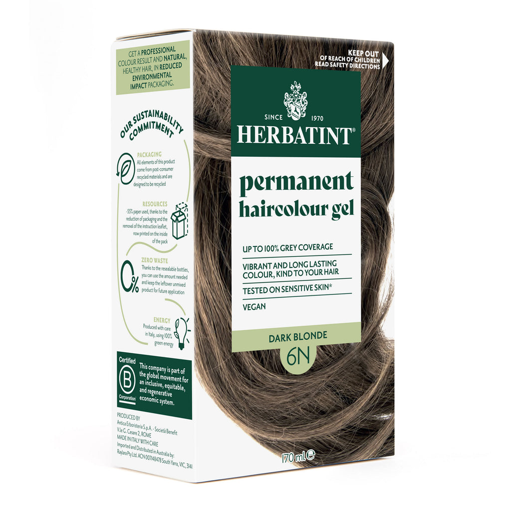 Herbatint 6N Dark Blonde hair colour box angled view