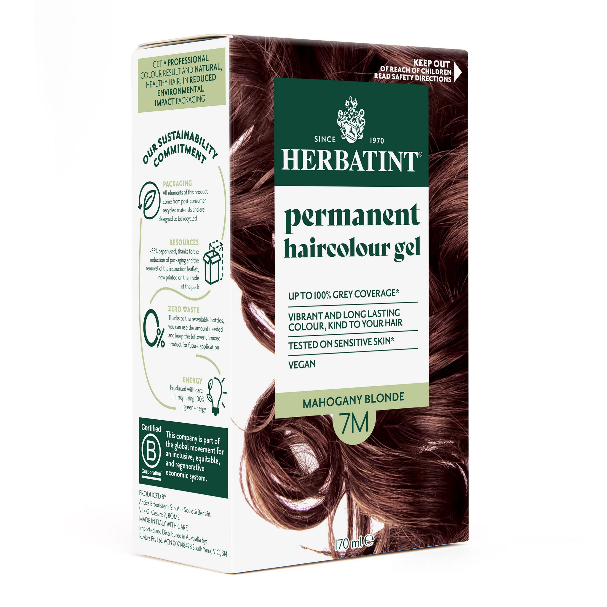 Herbatint 7M Mahogany Blonde hair colour box angled view
