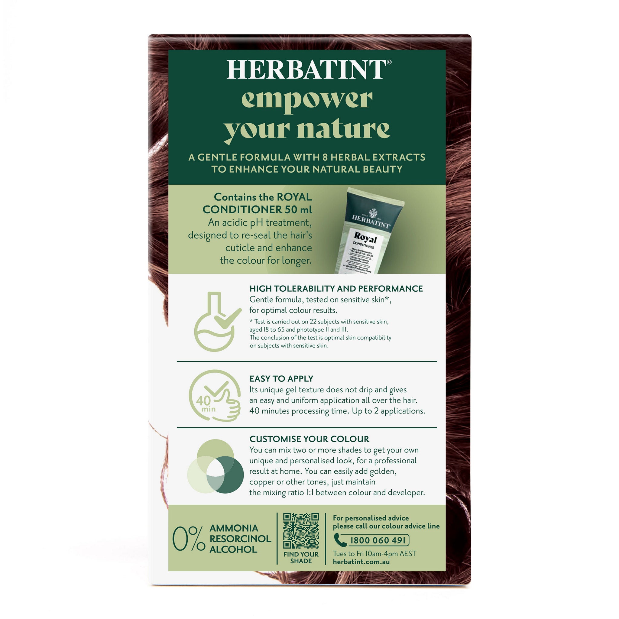 Herbatint 7M Mahogany Blonde ingredients and instructions back label