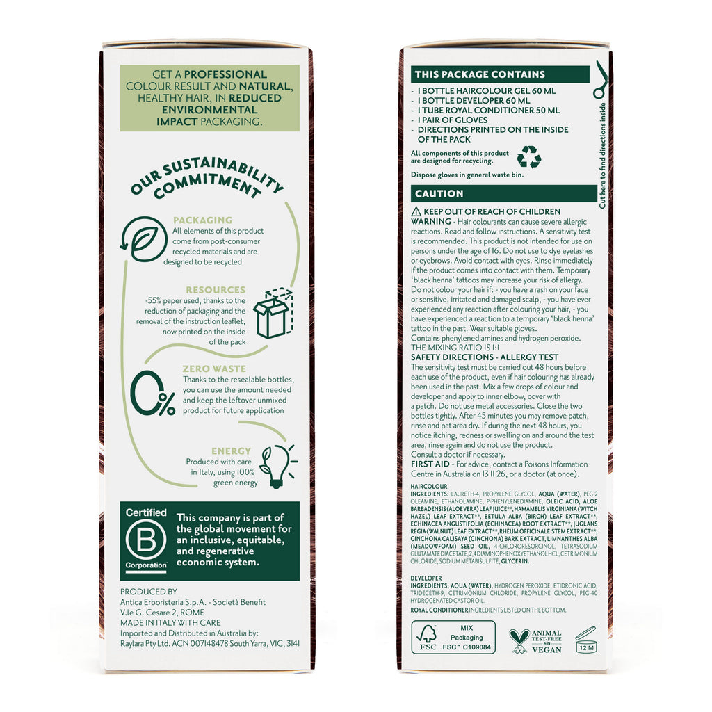 Herbatint 7M Mahogany Blonde product packaging side panels