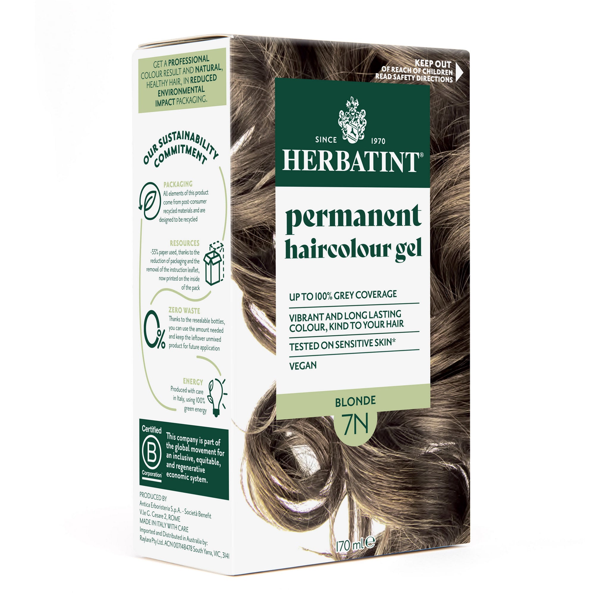 Herbatint 7N Blonde hair colour box angled view
