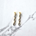 Herkimer Diamond 3 Drop Earrings in 18 Carat Gold Plate