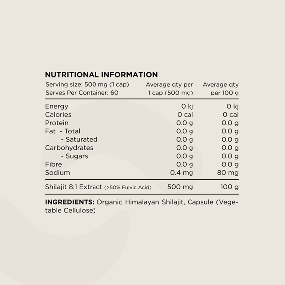 Switch Nutrition Organic Himalayan Shilajit 60c