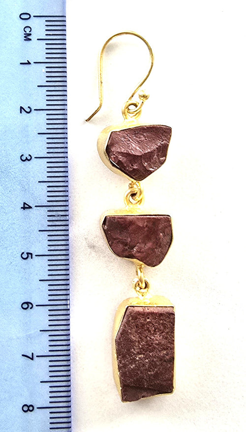 Agate 3 drop Earrings set in 18 Carat Gold Plate