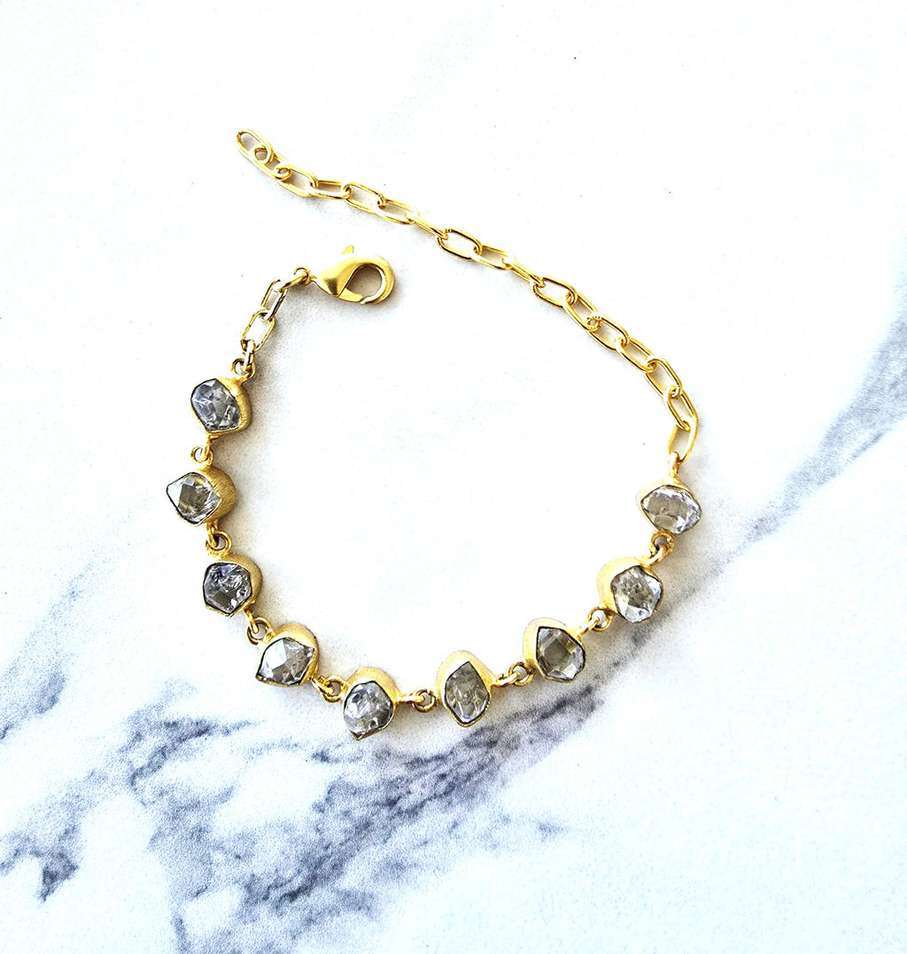 Herkimer Diamond Bracelet in 18 Carat Gold Plate