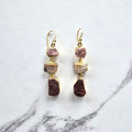 Pink Opal & Agate 3 Drop Gold Plated Earrings